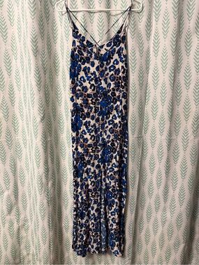Topshop Blue and White Leopard Print Maxi Dress